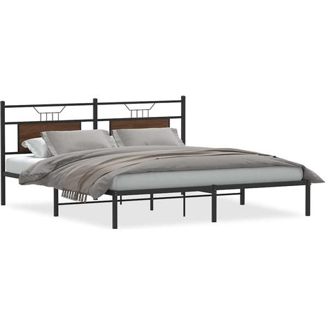 Maison Exclusive - Cadre de lit sans matelas chĂŞne marron 183x203 cm (1/5)