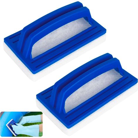 2 Stück magischer Schwimmbadschwamm, blaue Schwimmbad-Reinigungsbürste, Wasserleitungsbürste, Schwimmbadbürste mit Griff, Schwimmbadbürstenreinigung und Zubehör für die Reinigung von Spa, kleinen Schw