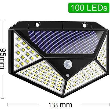 Aplique solar pared 600 lúmenes 100 Leds 1200 mAh