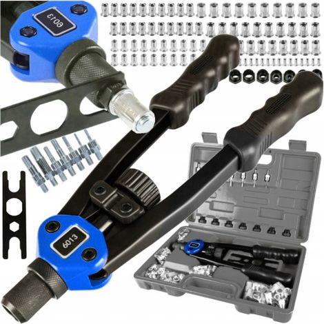 Handnietzange für Nietmuttern M3, M4, M5, M6, M8, M10, M12, 126 Stück + Koffer