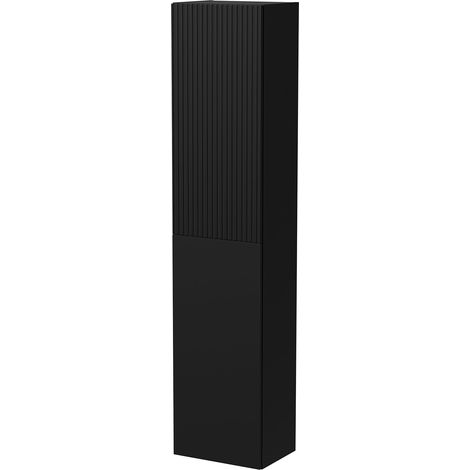 Vetrina Longano, Mobile Espositore 4 Ripiani, Apertura Push Pull, Un'anta, 39.9x29.8x180h cm Nero Antracite