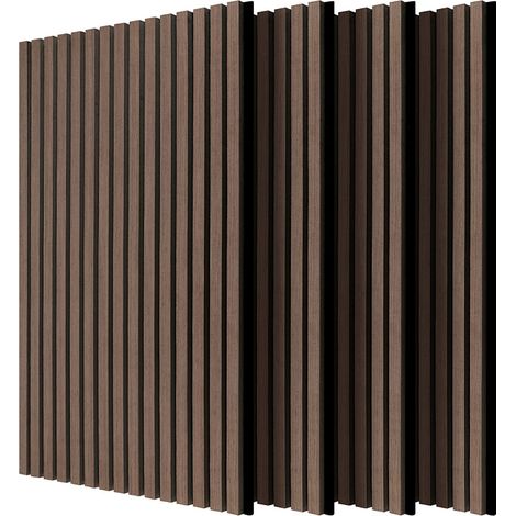 Wolketon Akustikpaneel selbstklebend Wandpaneel, Walnuss, 120x60 cm, Holzlamellen Filz MDF, 4 Stück, Schallabsorber (1/5)
