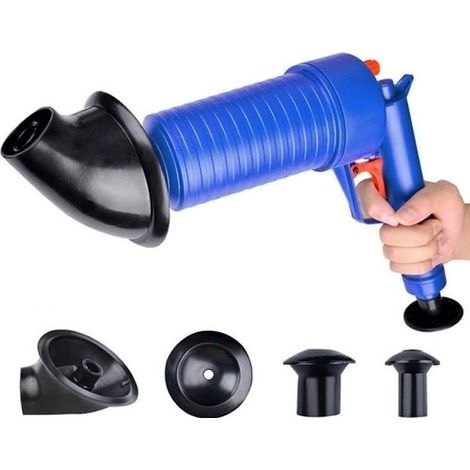 Déboucheur de vidange, déboucheur de toilettes, outil de drague d'égout de cuisine, pompe de vidange d'air haute pression, outil de nettoyage de vidange avec 4 ventouses pour cuisine, baignoire, (1/5)
