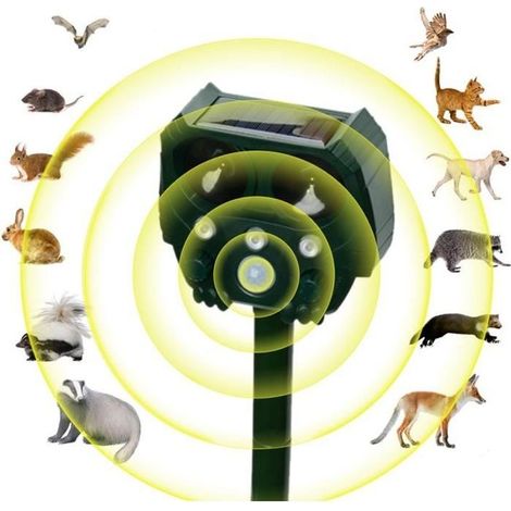 5W 5Hz Repulsif solaire a ultrasons, Anti nuisible a ultrasons solaire, Repulsif ultrason chat, chien, oiseaux solaire RC-529 (1/4)