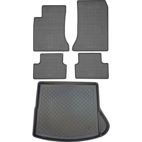 Ensemble de tapis de sol en caoutchouc pour Mercedes CLA Shooting Brake / Kombi (5 portes) de janvier 2015 à août 2019 : tapis de sol de voiture et tapis de coffre. (1/5)