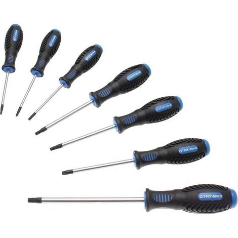 Jeu de 7 Tournevis Profil T Torx T10-T40 - Acier, Perçage Central - Précision et Confort d Utilisation - D-Work