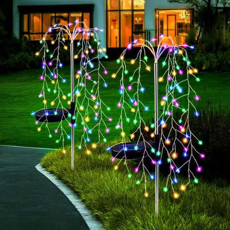 Guirlande Lumineuse Solaire Jardin, 240LEDs Feu d'Artifice Solair Light, 2 Pièces 8 Modes Étanche Solaire Guirlande Lumineuse pour (1/5)