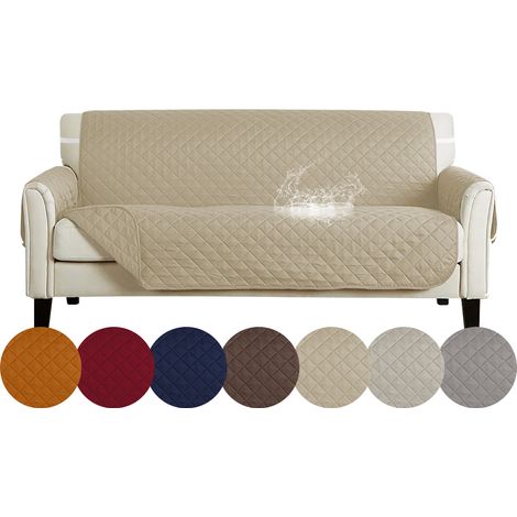 Copridivano Con Braccioli Antimacchia Trapuntato Protettore Impermeabile Salvadivano Idrorepellente Imbottito Con Elastico Antiscivolo Beige - Divano 4 posti