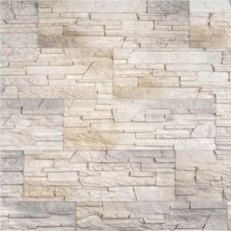 Azulejos para fachada de 38,5 x 13 cm, piedra de yeso decorativa color beige, 0,45 m².