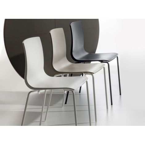Chaise en polypropylène et pieds en métal Vanya - Lot de 4-Blanc cassé (1/5)