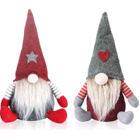 (2 Pièces) GNOME de Noël, Lutins de Noël Décoration, Figurines GNOME pour Décor de Noël Maison, Bureau, Cheminée et Fête (1/5)