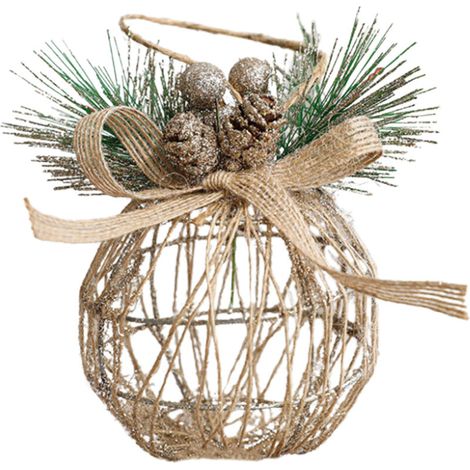 Jeffergarden Décorations de Noël, ornements pour sapin de Noël, accessoires, boules en fer forgé, décorations de Noël, boules creuses, boules de Noël couleur champagne de 8 cm-DOU