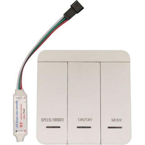 V-TAC 3-Tasten-Fernbedienung für wandmontierte Running-LED-Streifen, Geschwindigkeit und Helligkeit (1/2)