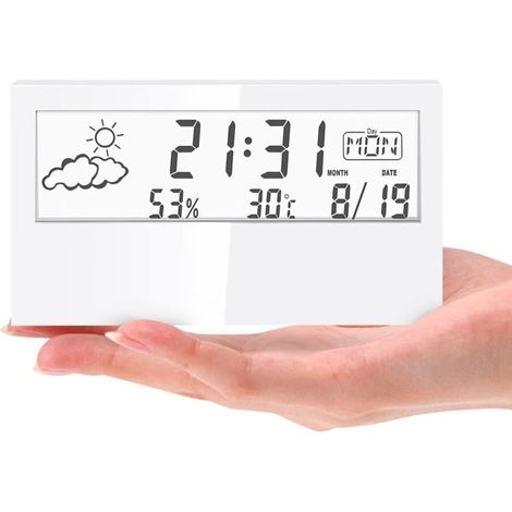 1 écran transparent, station météo, réveil et hygromètre d'intérieur (1/4)
