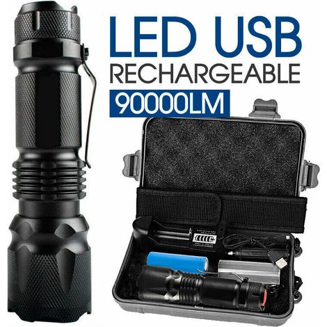 Helle Taschenlampe mit Zoom-Fokus-Beleuchtung, L2-Taschenlampe, Mini-Taschenlampe, tragbar, wiederaufladbar, starke Taschenlampe (Sets)