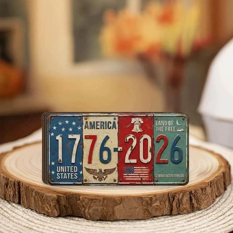 New USA 250th Anniversary Block Sign Anniversary Metal Hanging Plaque -