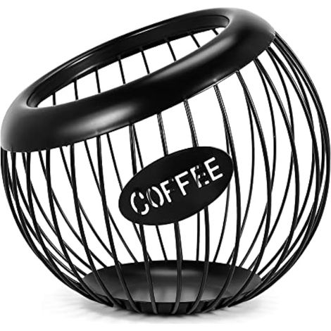 Porte-capsules de café, organisateur de grande capacité pour capsules K-Cup et autres dosettes de café, panier de rangement en métal pour capsules de café (1/5)