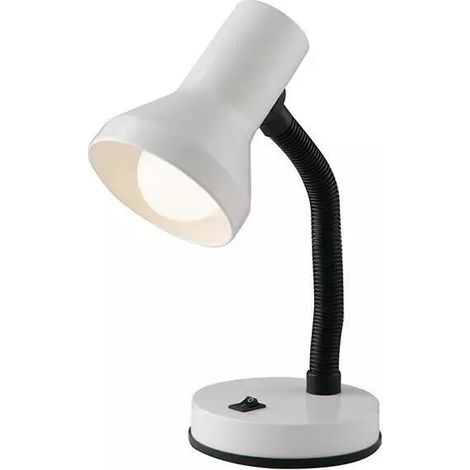 lampada da scrivania in metallo bianco, 60w