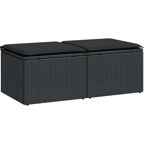 Maison Exclusive - Set Divani da Giardino con Cuscini 2 pz Nero Polyrattan Acacia