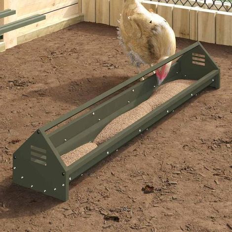 Plateau pour aliments pour poules vert olive, 108 x 20,5 x 20 cm