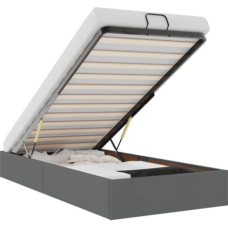 Estructura cama otomana sin colchón tela gris oscuro 90x200cm vidaXL