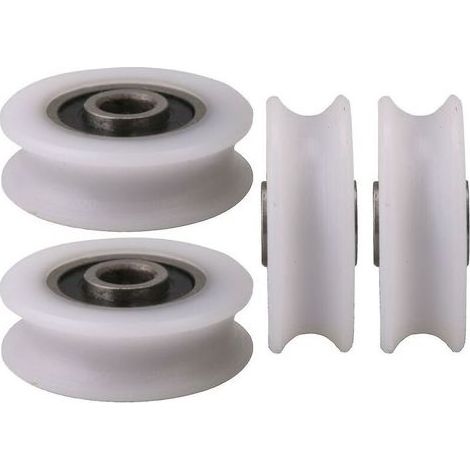 4pcs 4x20x6.5x7.4mm White Inner Dia 4mm U-groove Nylon Pulley Wheel For Sliding Door-- (1/3)