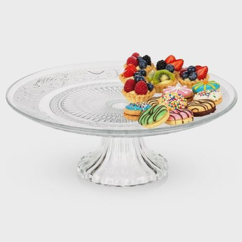 Soporte de vidrio para tartas, 25 cm de diámetro, base de pedestal (1/5)