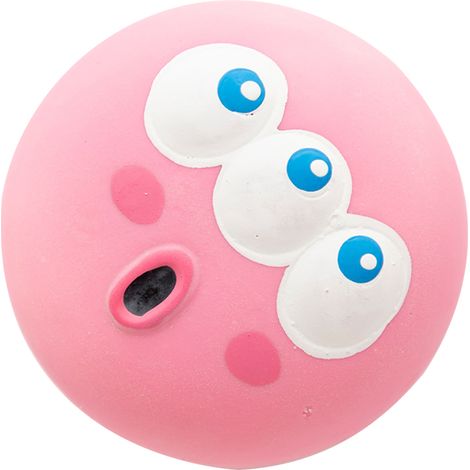 Balle en latex pour chien, 5,5 x 5,5 x 4 cm, motif chiot amusant, rose, pour jouer à la balle. (1/5)