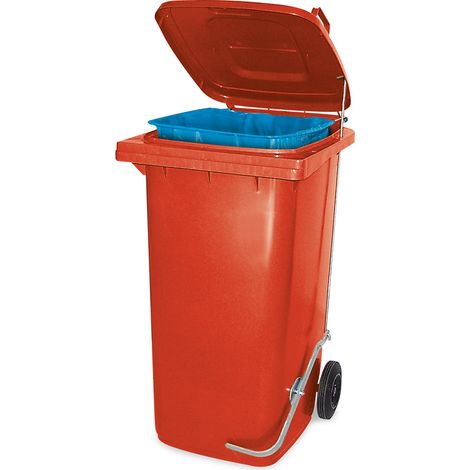 BRB Müllbehälter mit Fußpedal und Klemmring, 80 Liter, BxTxH 445x520x930 mm (rot)