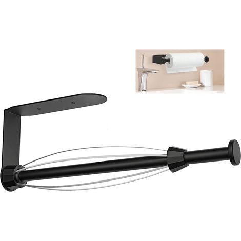 Porte Rouleau Essuie Tout Mural Auto-Adhésif à Suspendre, Noir Support Sopalin Effet Amortissant.pour Cuisine, Salle de Bain32.514.5cm (1/4)