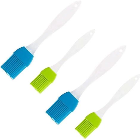 Set di 4 pennelli sgrassanti in silicone, da 17,8 cm e 20,3 cm, resistenti al calore, ideali per la cucina. (1/5)