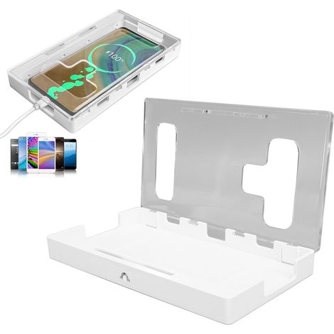 Coffre de téléphone portable avec clé pour contrôle du temps d'écran, boîte de verrouillage en ABS transparente pour maison, classe et bureau, 19 x 10.5 x 2.5 cm, incluant 2 clés (1/5)