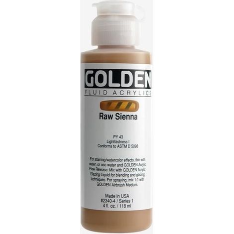 Peinture Acrylique - GOLDEN - Raw Sienna - 119ml - Couleur Marron - Haute Résistance