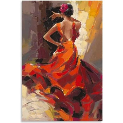 Tableau Decoration Murale Danseurs de Flamenco Affiche Peinture Toile Tableau Murale Art Affiches Peinture 50x70cm x1 sans Cadre (1/3)