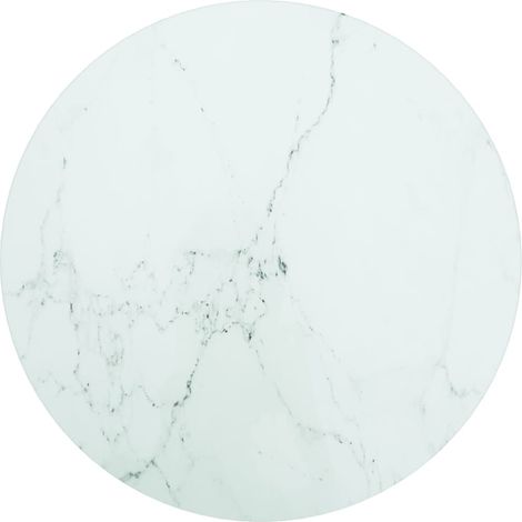 Piano per Tavolo Bianco Ø40x0,8 cm Vetro Temperato Design Marmo vidaXL