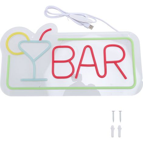 LED néon barre lettre Cocktail verre montage mural panneau d'éclairage pour discothèque fête Restaurant (1/5)