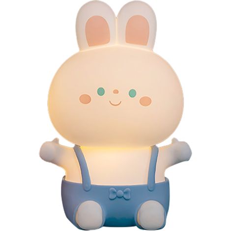 Ortviai Veilleuse en silicone souple avec 7 couleurs, lapin mignon, lumière tamisée pour chambre, bleu (1/5)