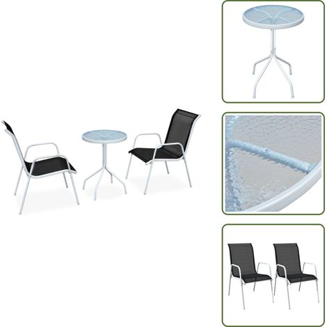 Sedie in alluminio - vidaXL Set da Bistrot 3 pz in Acciaio Nero - Sedie in textilene