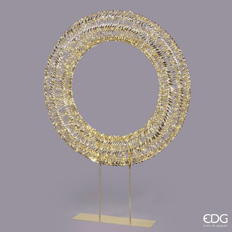 EDG Enzo De Gasperi Decoro Natale Corona con Base 1.800 MicroLed H 140 Cm L 100 Cm L 19 Cm IP44 Gold