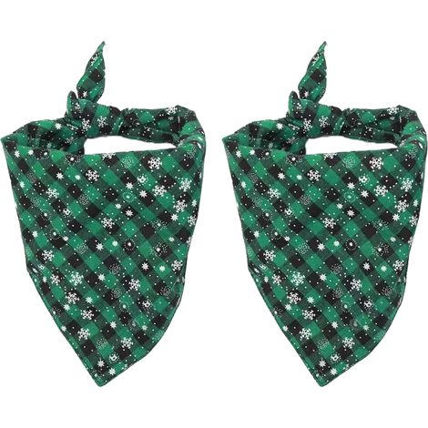 Bandana Chien Chat - Motif Plaid Buffalo Été Hiver - Taille Réglable - Pour Chiens et Chats de Petite à Très Grande Taille - Lot de 2 (1/5)