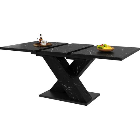 ELVMI Mesa de Comedor para 4-6 Personas Extensible con Patas en X, en MDF y Metal, 119.5 x 80 x 75 cm, Negro (1/5)