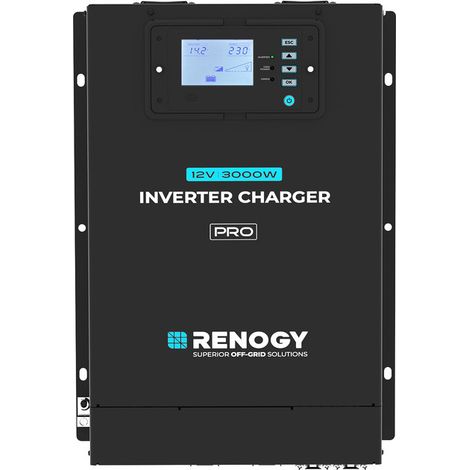 Renogy 3000W 12V Solar Inverter Charger, Pure Sine Wave All-in-One Inverter with MPPT for RVs, Boats, Home Backup, and Off-Grid Systems (1/5)