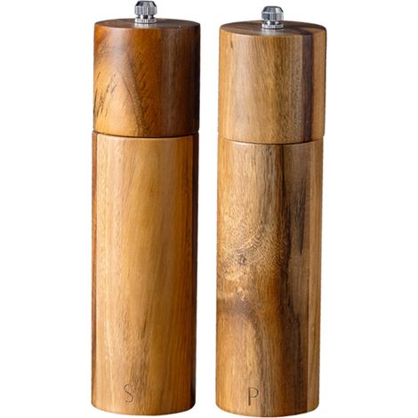 Ensemble de 2 moulins à sel et à poivre, 20 cm, remplissage facile, grain réglable, pot à poivre en céramique, couverts (1/4)