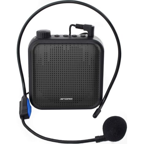 Amplificateur de Voix, Système de Sonorisation Rechargeable 12W (1200mAh) avec Microphone Filaire pour Les Enseignants, Guide Touristique et Plus (Noir) (1/5)