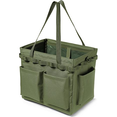 Sac de rangement de camping avec poignées : sac tactique utilitaire pour pique-niques et voyages en plein air, vert armée (1/4)