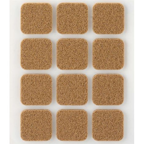 Pack de 12 feutres synthétiques adhésifs marron 22x22mm Plasfix INOFIX (1/3)