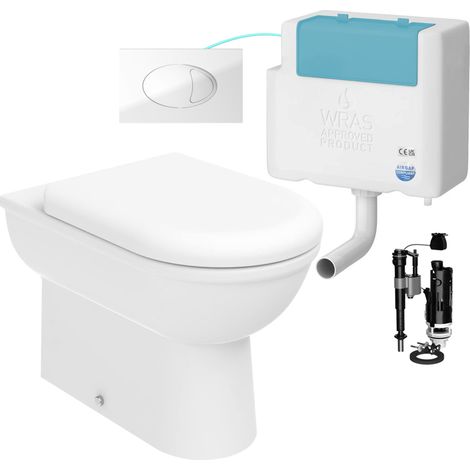 Gloss White D Shape Back to Wall Toilet and Concealed Cistern Set - Bottom Entry (1/4)