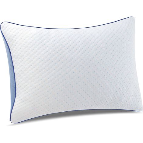 Oreiller ergonomique en mousse à mémoire de forme pour soulager les douleurs cervicales – Oreiller orthopédique à hauteur réglable (souple ou ferme) pour le dos ou le côté – Housse en bambou – 50 x 70 (1/5)