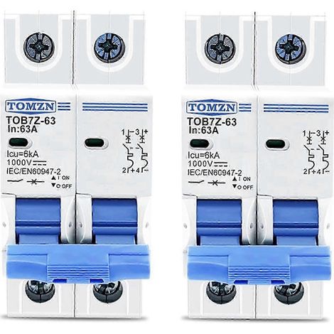 disjoncteurs miniatures solaires TOMZN 2P DC 1000V, compatibles avec les systèmes photovoltaïques, 63A SDWHBYV (1/4)
