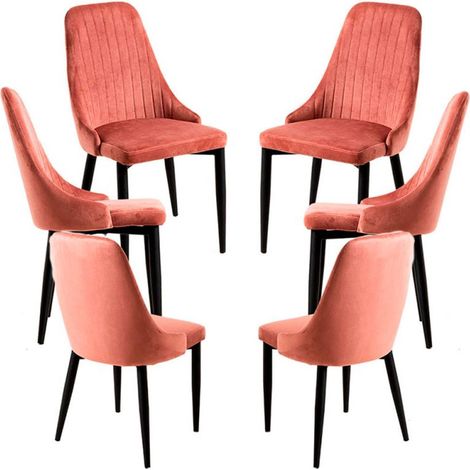 Packs Sillas Comedor - Pack 6 Sillas Kan Terciopelo - Rosa (1/5)